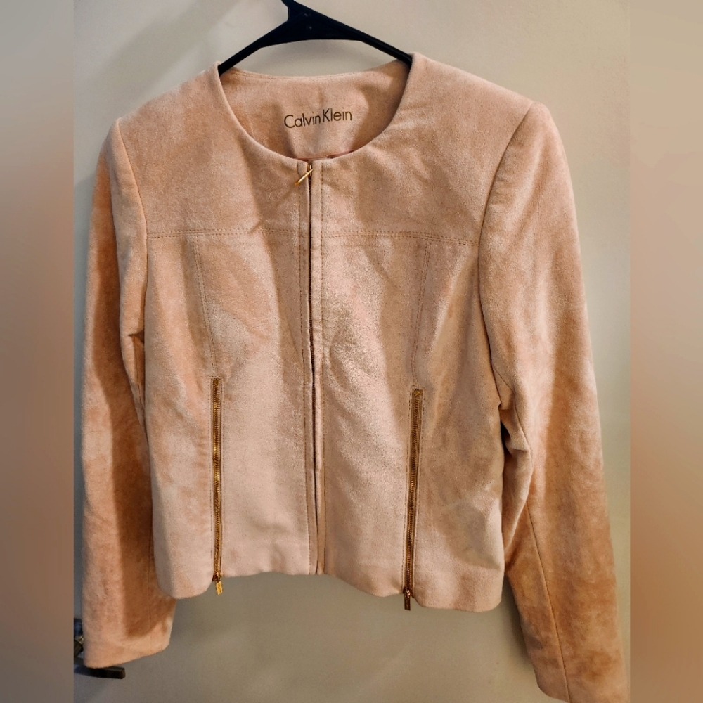 Calvin Klein Blush Faux Suede Jacket Size 6P